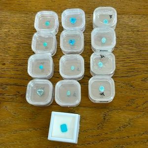 Bakers dozen turquoise, aquamarine, and tourmaline lab created gemstones